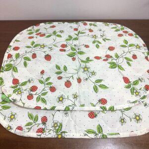 Vintage Strawberry Placemats Set of 2 Oval White Strawberries Cloth Quilted